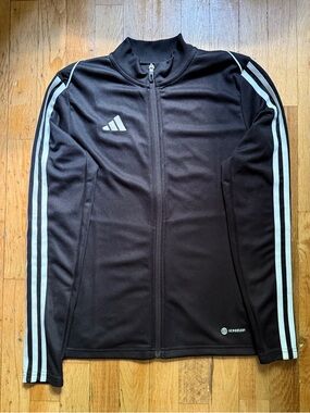 adidas Black Track Jacket with White Stripes, XS